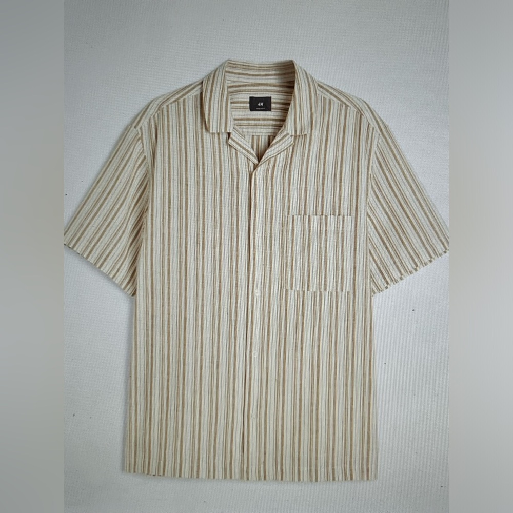 H&M regular fit linen blend mens shirt